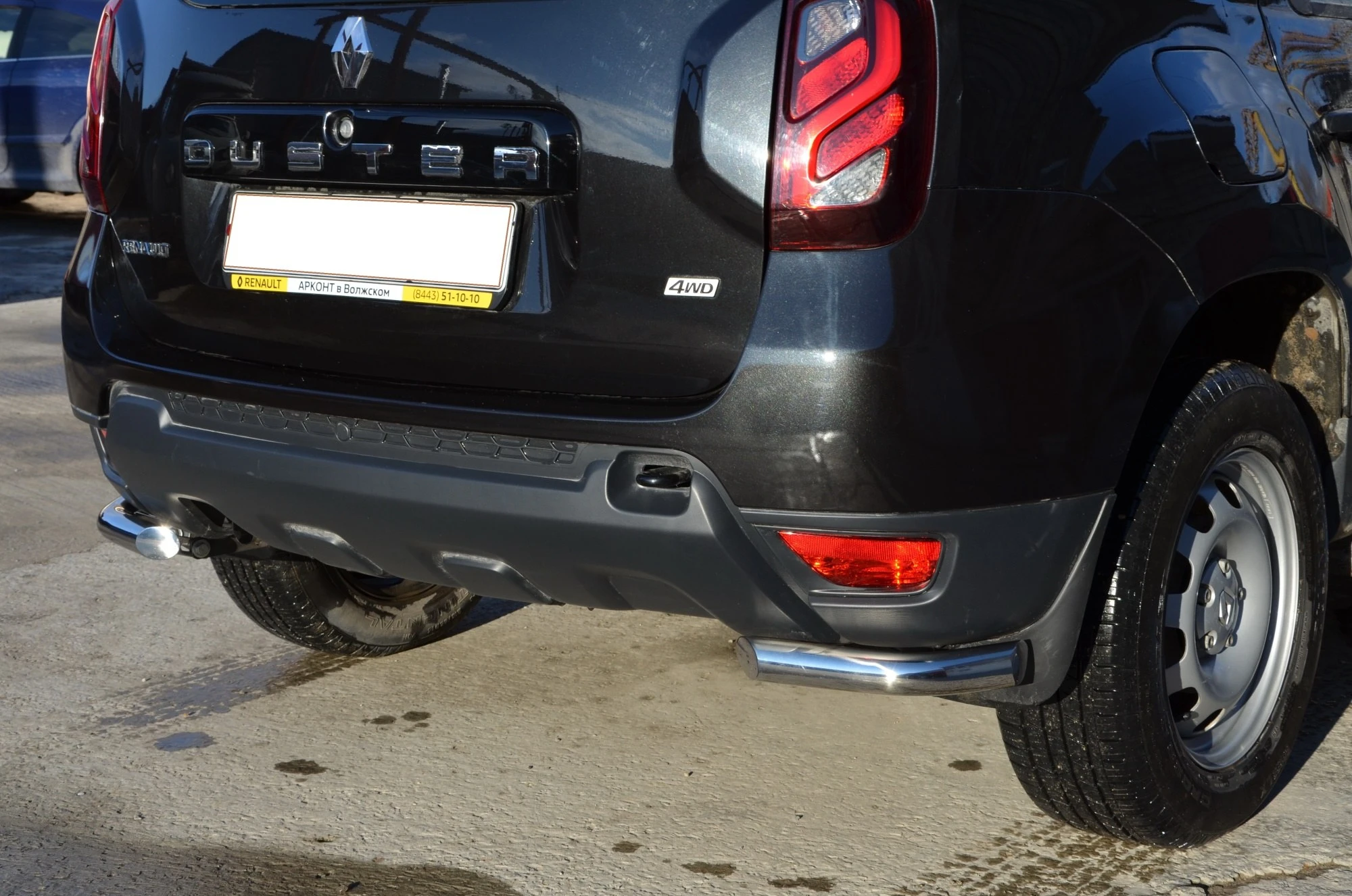 Защита заднего бампера угловая d53 мм для Renault Duster I Рестайлинг  Юко RD.17.18