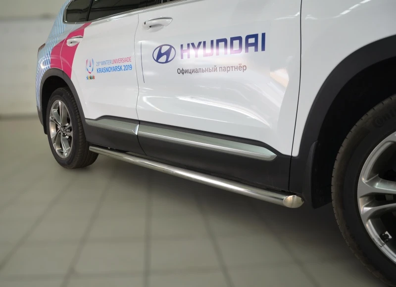 Пороги труба d60 мм для Hyundai Santa Fe IV  Юко HYSF.18.32