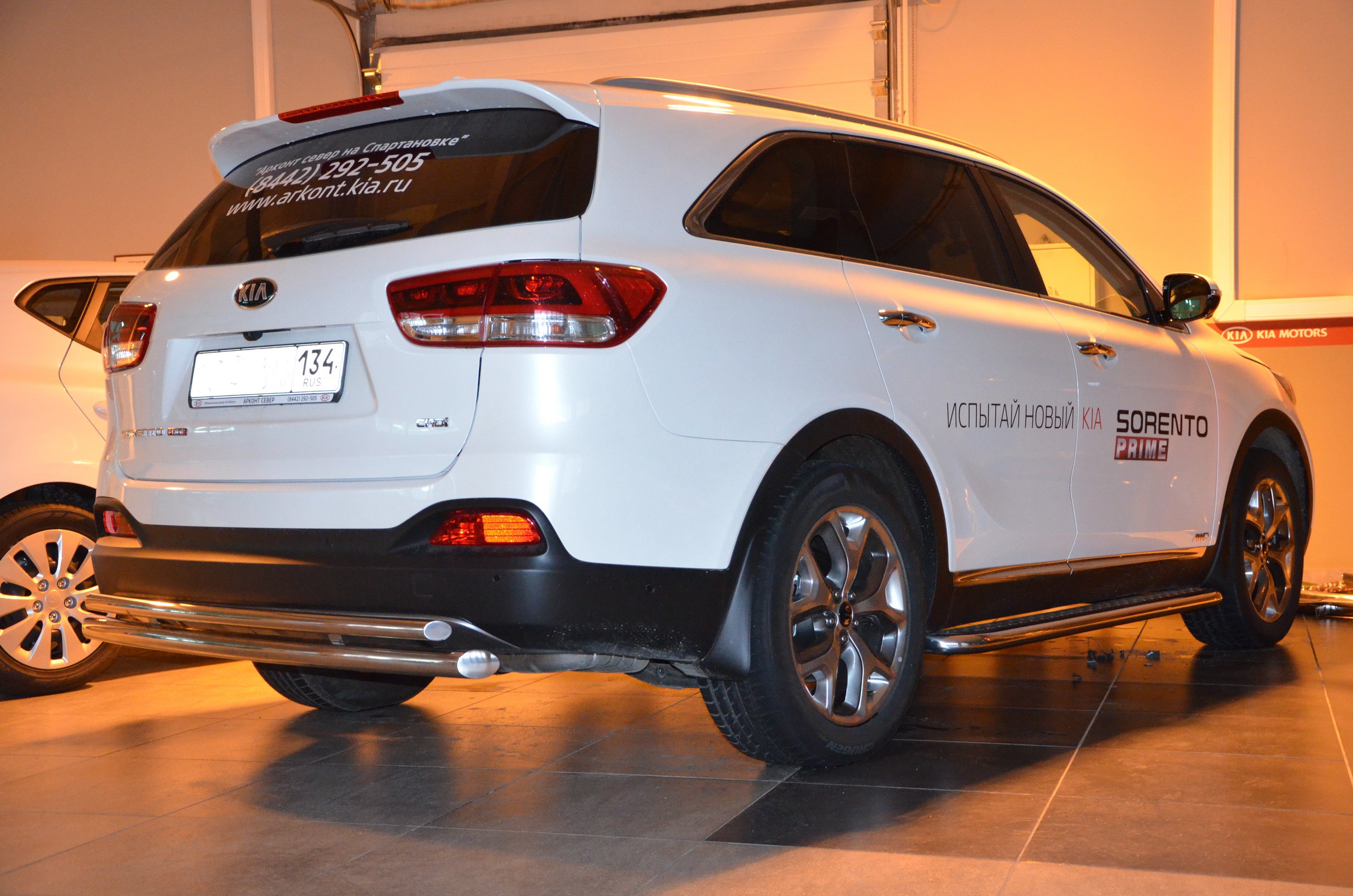 Защита заднего бампера двойная d60/42 мм для Kia Sorento III Prime Рестайлинг