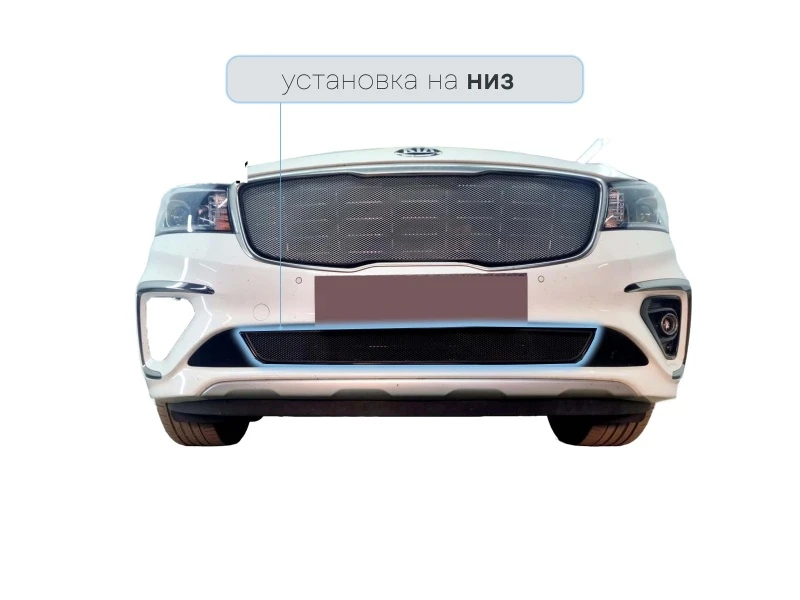 Защитная сетка радиатора низ  для Kia Carnival (YP) III Рестайлинг Черный Стрелка 11 KCAR.bot2.black