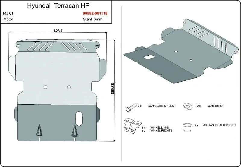 Защита картера для Hyundai Terracan I Рестайлинг