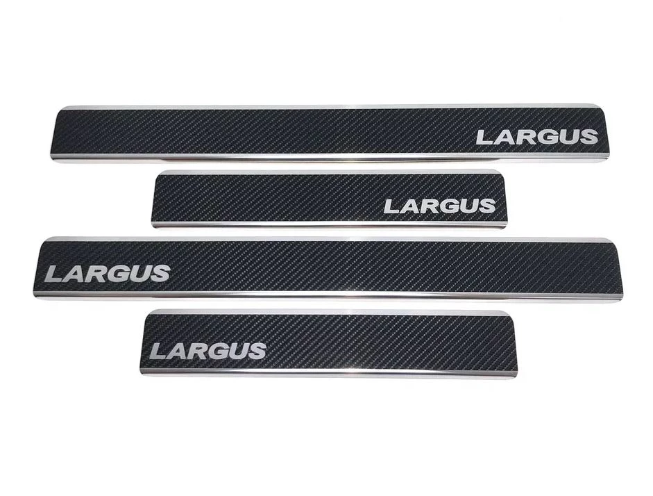 Накладки на пороги нержавеющая сталь под карбон 4шт. для LADA (ВАЗ) Largus I