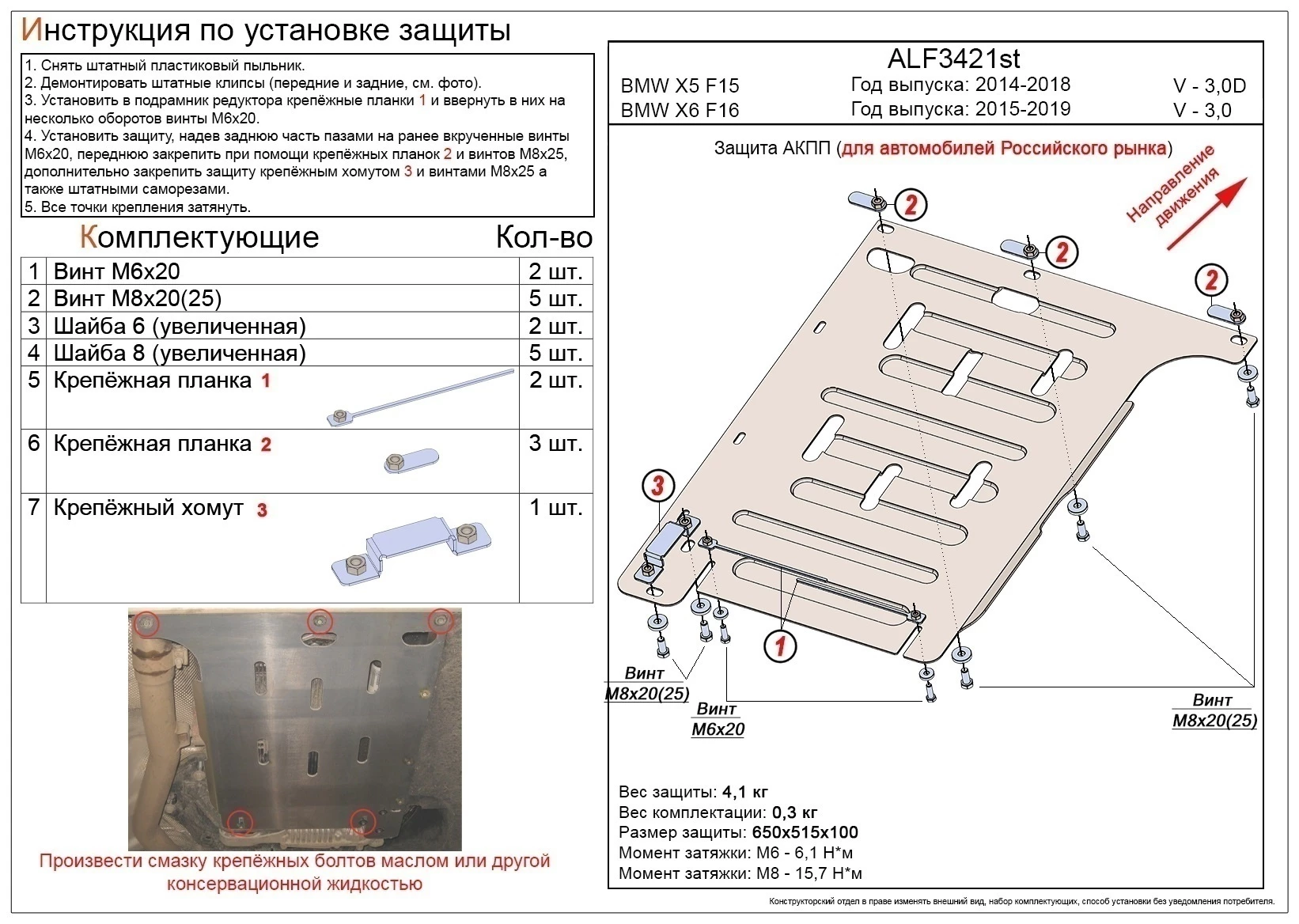 Защита АКПП для BMW X6 II (F16)