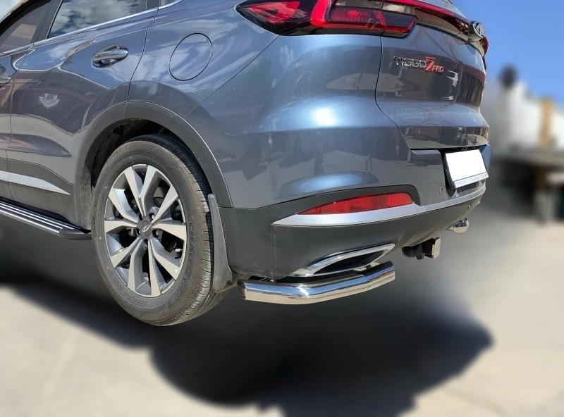 Защита заднего бампера угловая d60 мм для Chery Tiggo 7 Pro I  Юко CTGP.7.21.17