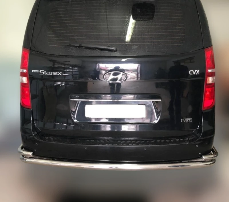 Защита заднего бампера угловая большая двойная d60/42 мм для Hyundai Grand Starex I  Юко HYGS.07.21