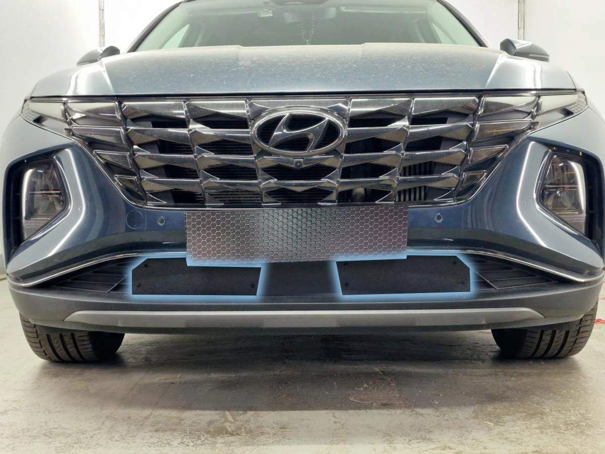 Зимняя заглушка радиатора на стяжке низ 2 части гибрид для Hyundai Tucson IV