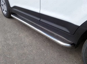 Пороги с площадкой (нерж. лист) 60,3 мм для Hyundai Creta I