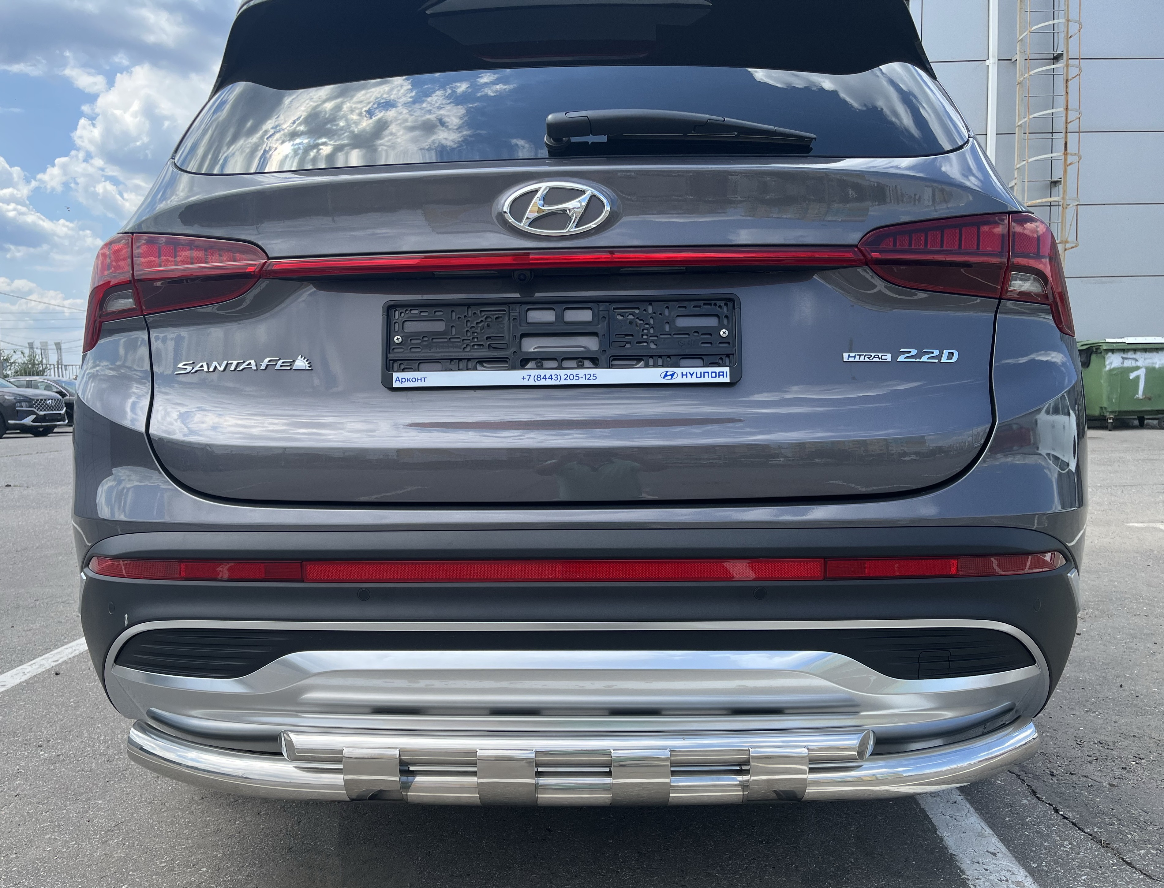 Защита заднего бампера с перемычками d60/42 мм для Hyundai Santa Fe IV Рестайлинг