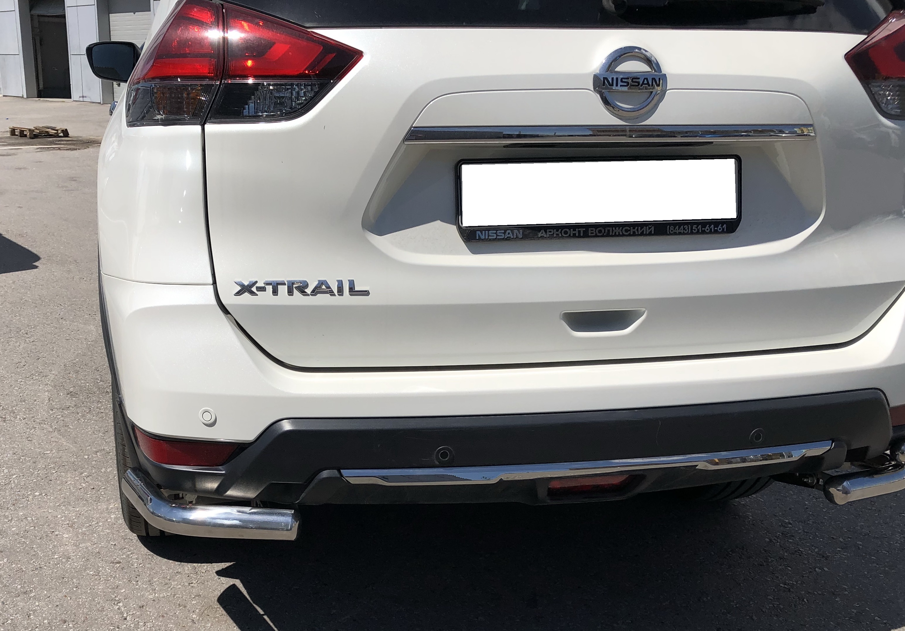 Защита заднего бампера угловая d60 мм для Nissan X-Trail III Рестайлинг