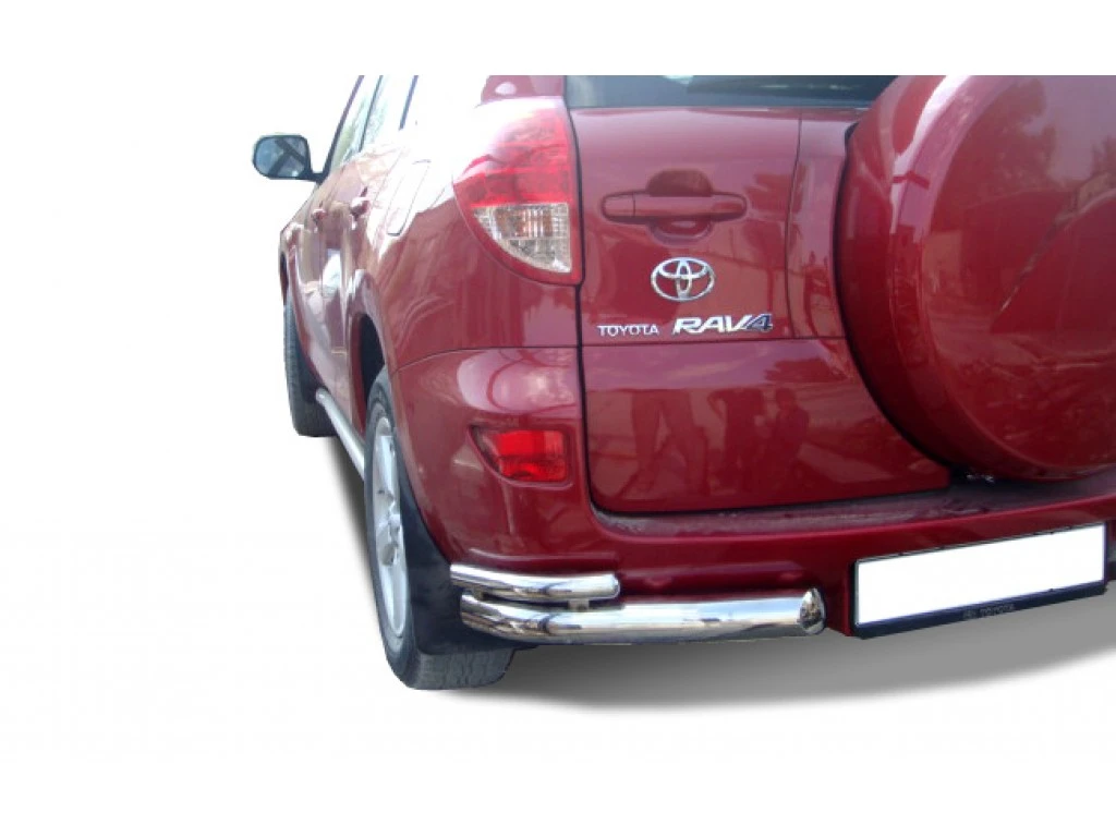 Защита заднего бампера угловая двойная d60/42 мм для Toyota RAV4 III (XA30)  Юко TRAV.06.20