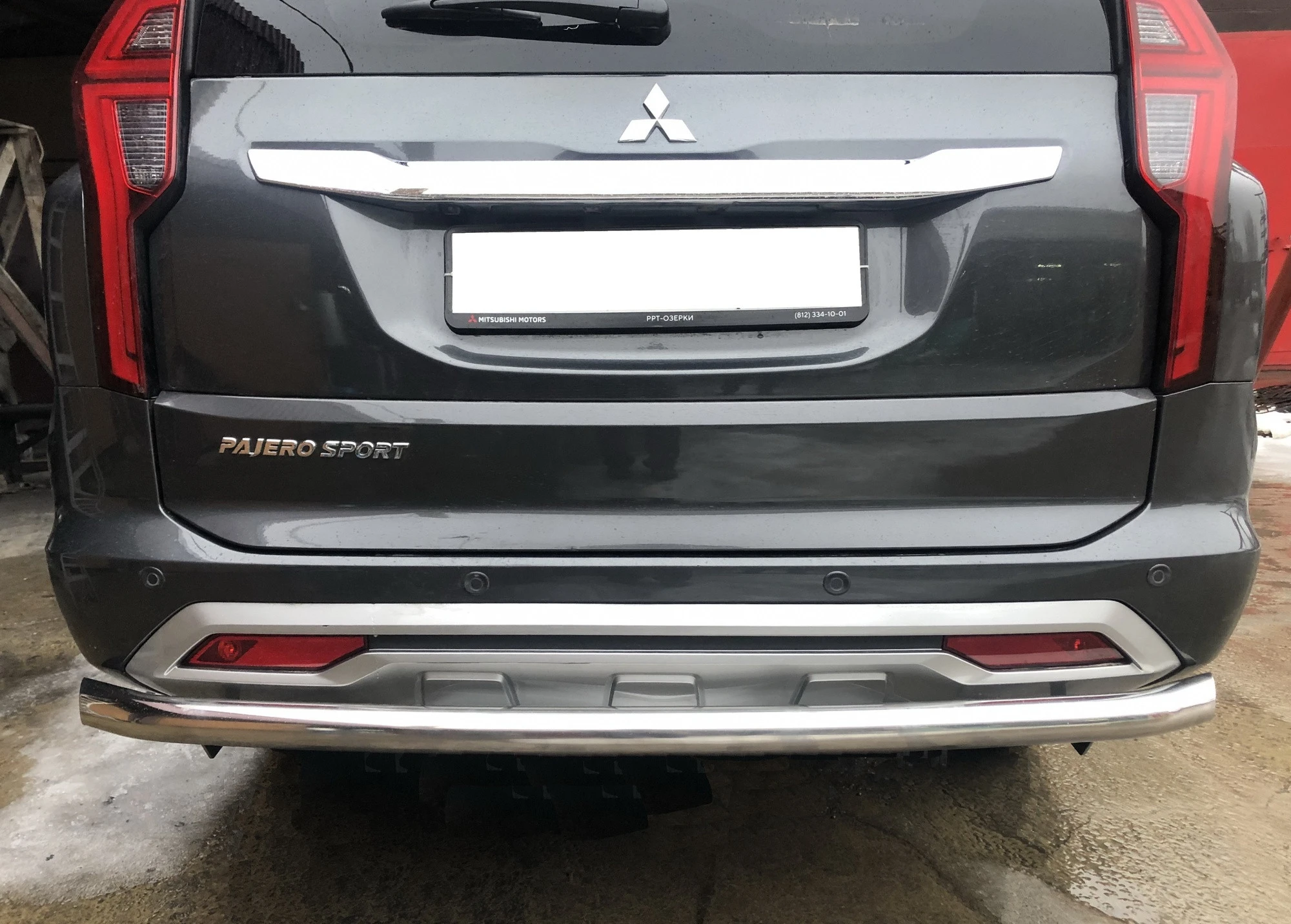 Защита заднего бампера d60 мм для Mitsubishi Pajero Sport III Рестайлинг  Юко MSPS.21.11