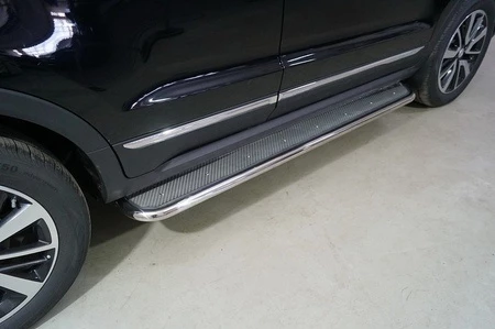 Пороги с площадкой (нерж. лист) 42,4 мм для Changan CS55 I