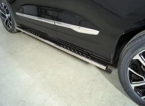 Пороги овальные с проступью 75х42 мм для Haval Jolion I Рестайлинг