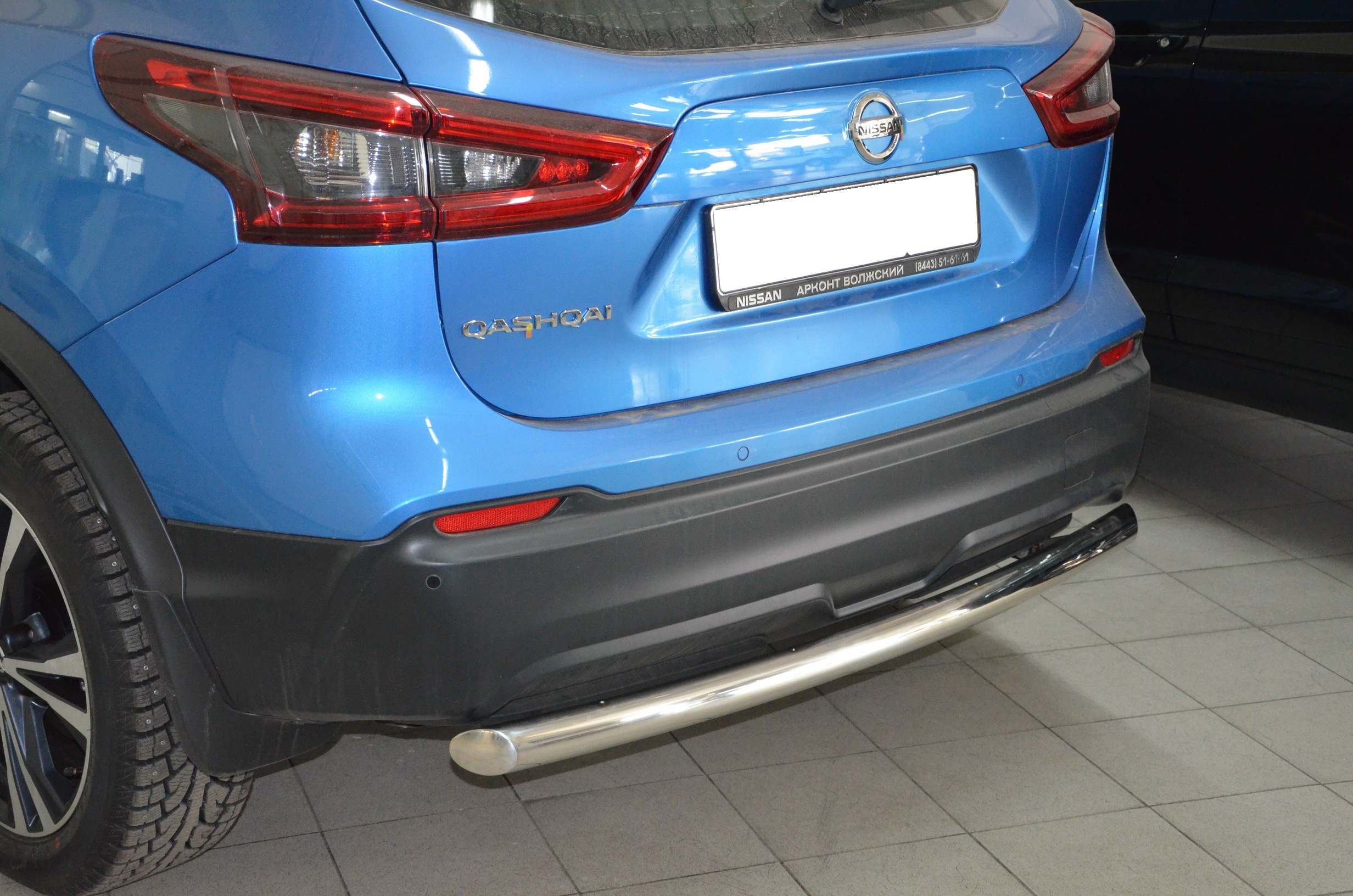Защита заднего бампера d60 мм для Nissan Qashqai II Рестайлинг