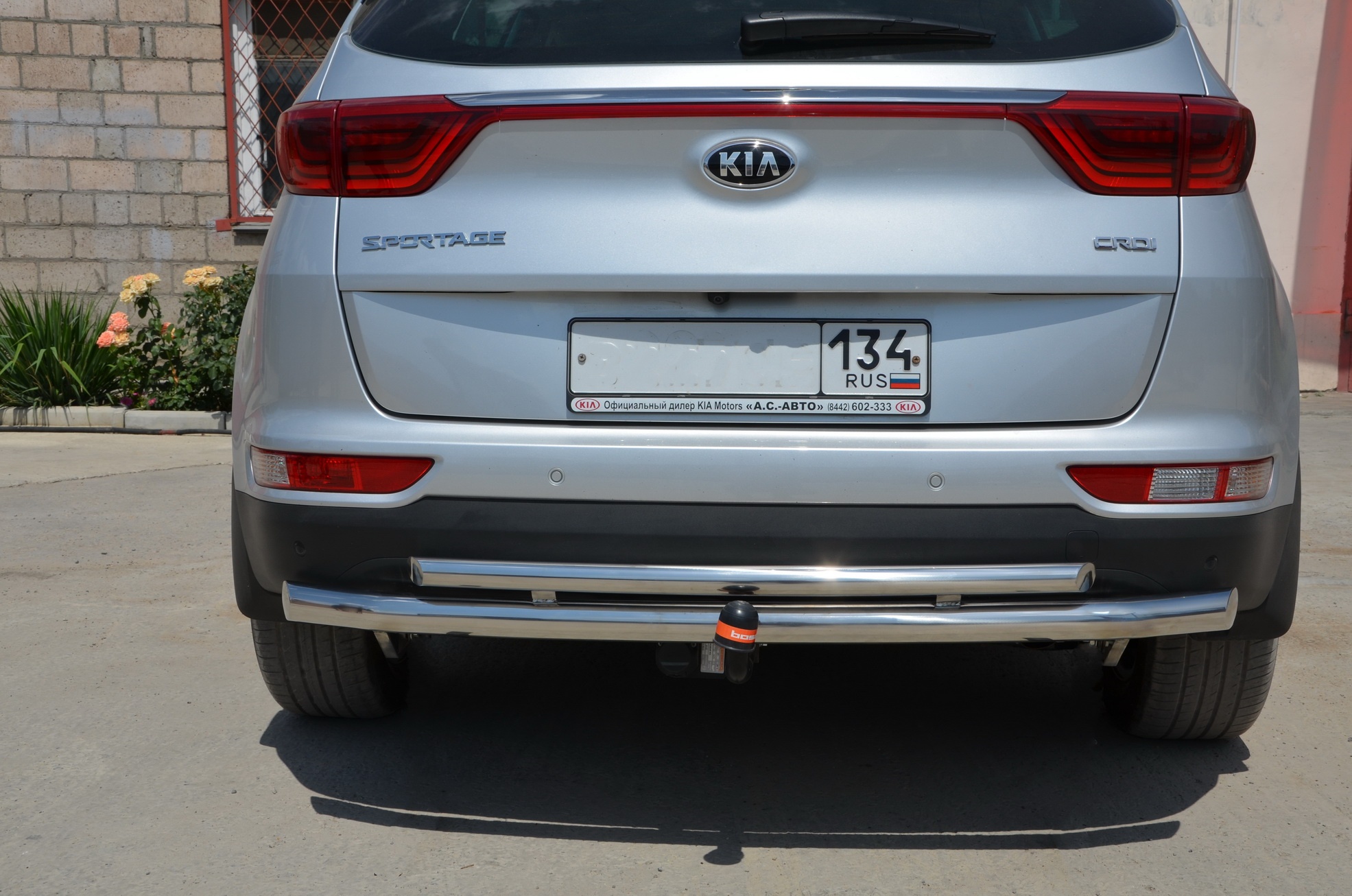 Защита заднего бампера двойная d60/42 мм для Kia Sportage III Рестайлинг