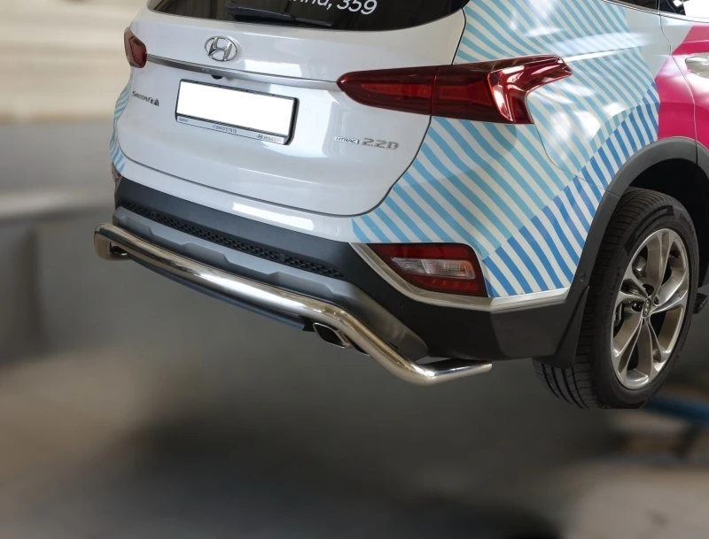 Защита заднего бампера скоба d60 мм для Hyundai Santa Fe IV  Юко HYSF.18.23