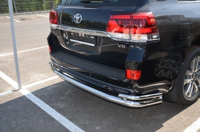 Защита заднего бампера угловая большая двойная d76/42 мм для Toyota Land Cruiser 200 Series Рестайлинг 2  Юко TLCEL200.20.21
