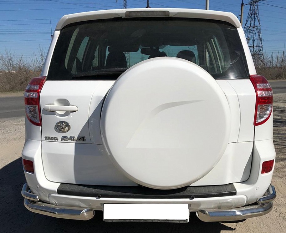 Защита заднего бампера угловая двойная d76/42 мм для Toyota RAV4 III (XA30) Рестайлинг