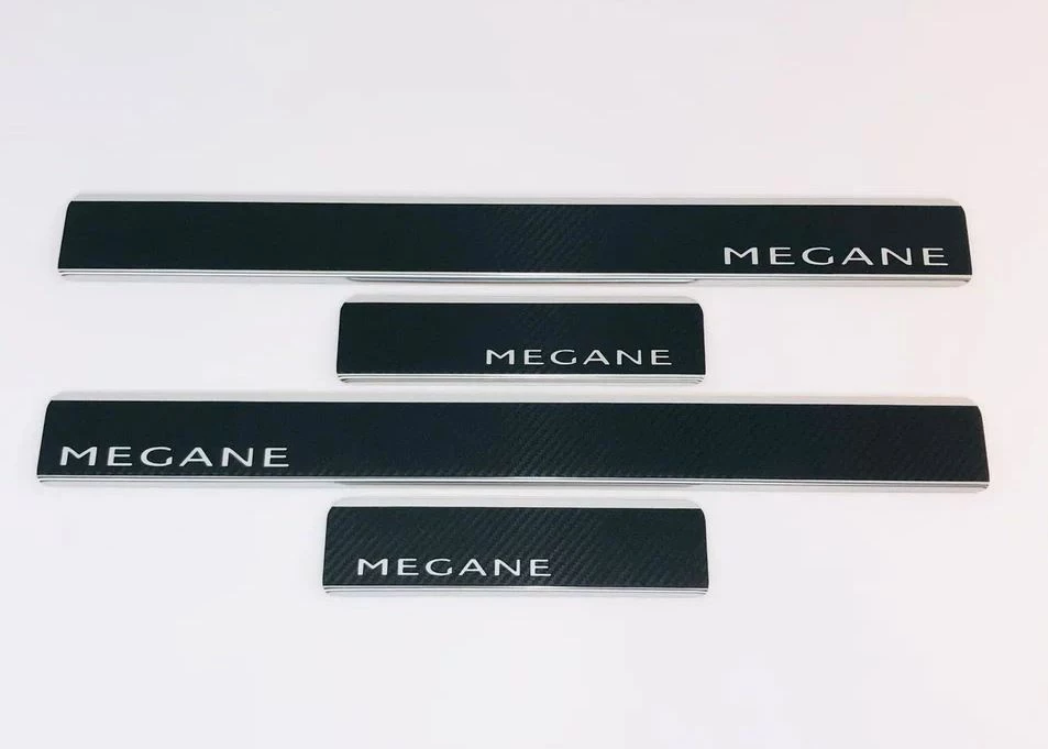 Накладки на пороги нержавеющая сталь под карбон 4шт. для Renault Megane III Рестайлинг