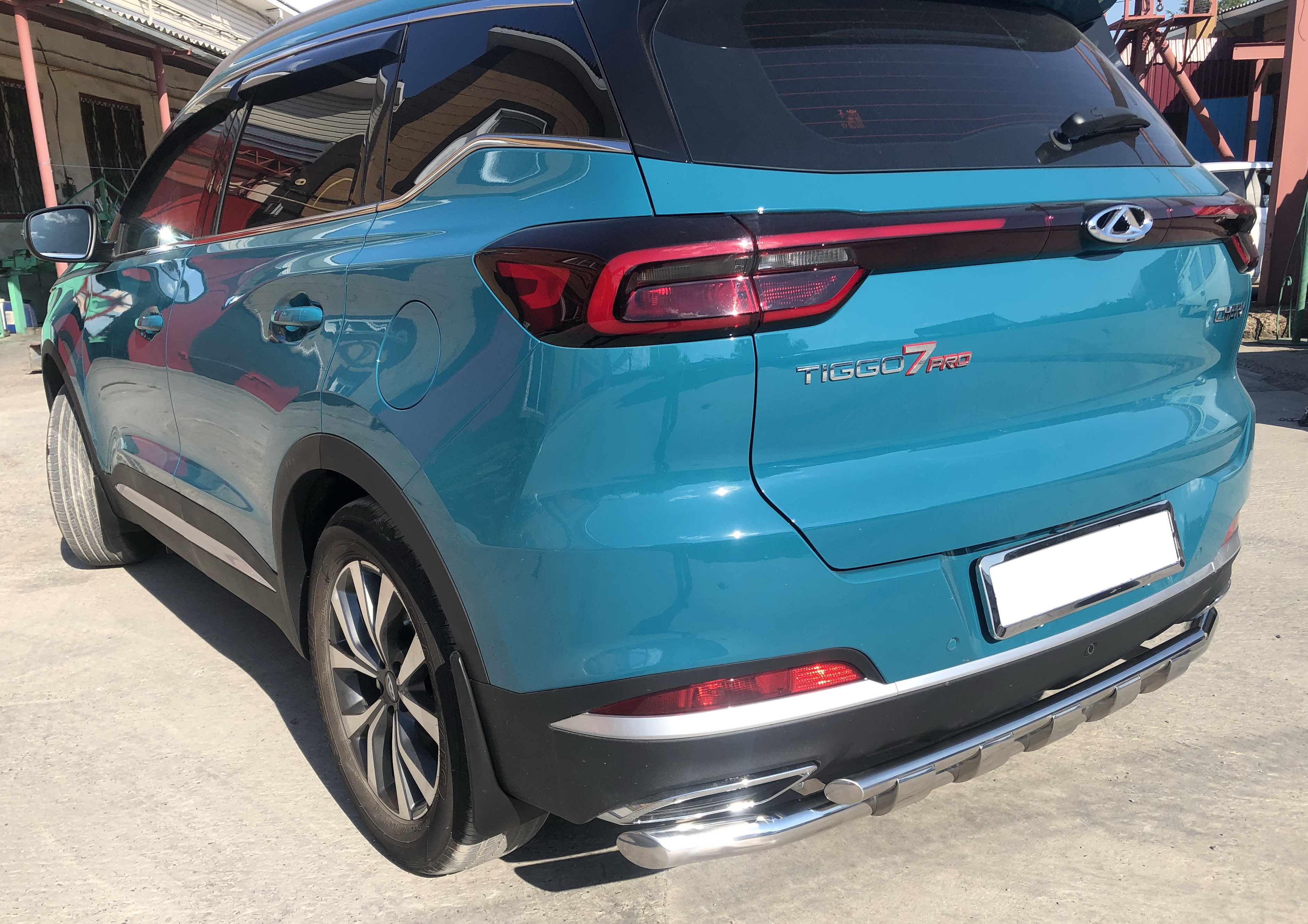 Защита заднего бампера двойная с перемычками d60/42 мм для Chery Tiggo 7 Pro I