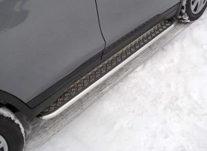 Пороги с площадкой 42,4 мм для Nissan X-Trail III Рестайлинг  ТСС NISXTR18-26