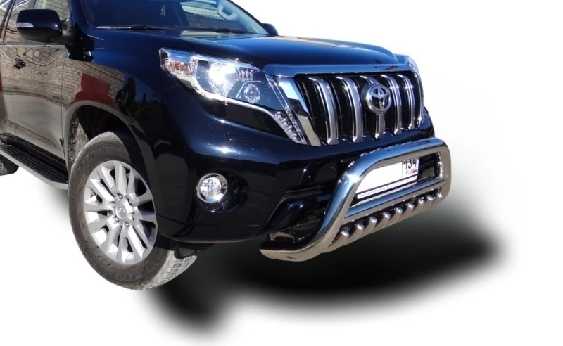 Защита переднего бампера скоба низкая+зубья d76/42/42 мм для Toyota Land Cruiser Prado 150 Series Рестайлинг 1  Юко TLCP150.14.76-1