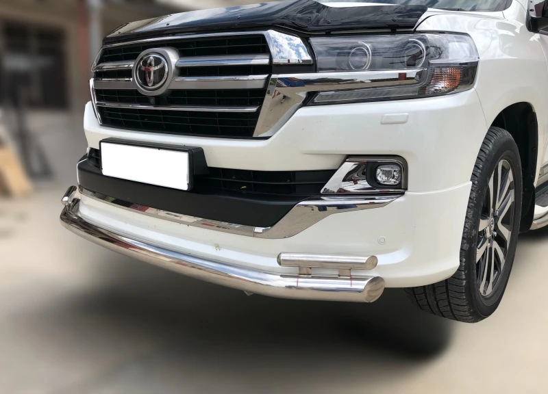 Защита переднего бампера двойная d76/42 мм для Toyota Land Cruiser 200 Series Рестайлинг 2  Юко TLCEL200.18.07
