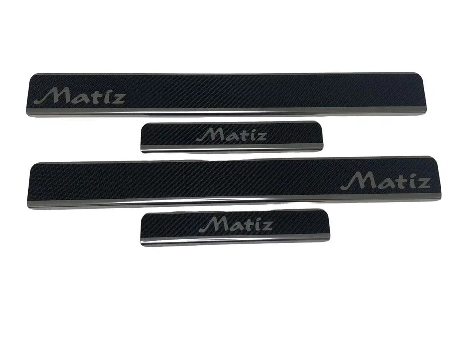 Накладки на пороги нержавеющая сталь под карбон 4шт. для Daewoo Matiz I