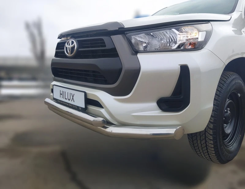 Защита переднего бампера двойная d76/60 мм для Toyota Hilux VIII Рестайлинг  Юко THLX.21.03