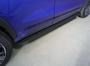 Пороги алюминиевые "Slim Line Black" 1820 мм для EXEED LX I Рестайлинг Черный ТСС EXEEDLX22-22B