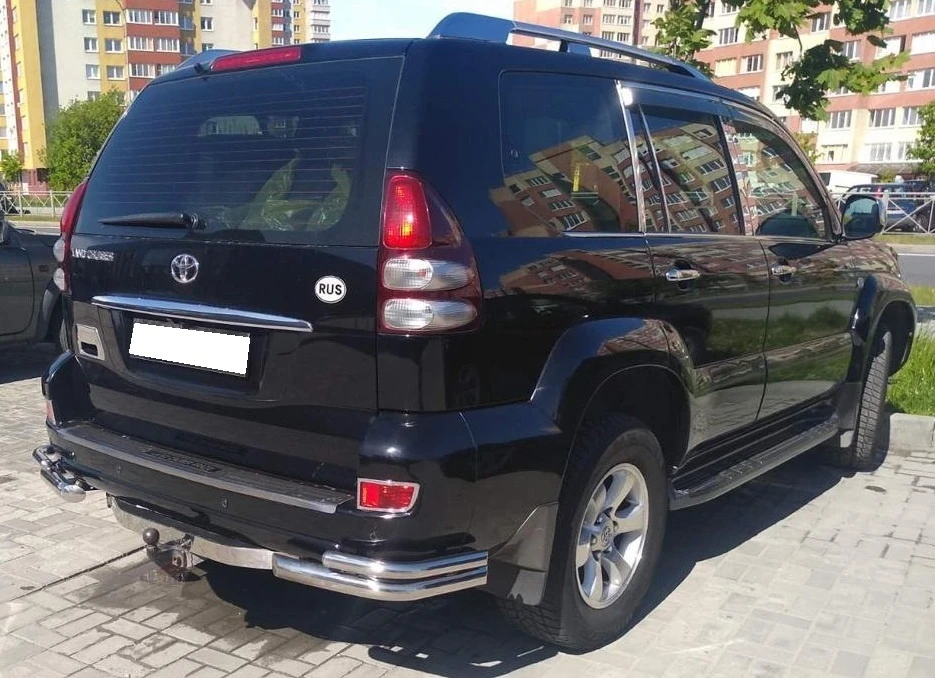 Защита заднего бампера угловая двойная под фаркоп d60/42 мм для Toyota Land Cruiser Prado 120 Series  Юко TLCP120.03.20-1