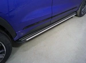 Пороги алюминиевые "Slim Line Silver" 1820 мм для EXEED LX I Рестайлинг