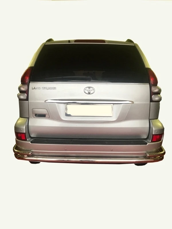 Защита заднего бампера угловая большая двойная d60/42 мм для Toyota Land Cruiser Prado 120 Series  Юко TLCP120.03.21