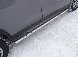 Пороги овальные с проступью 75х42 мм для Nissan X-Trail III Рестайлинг  ТСС NISXTR18-25