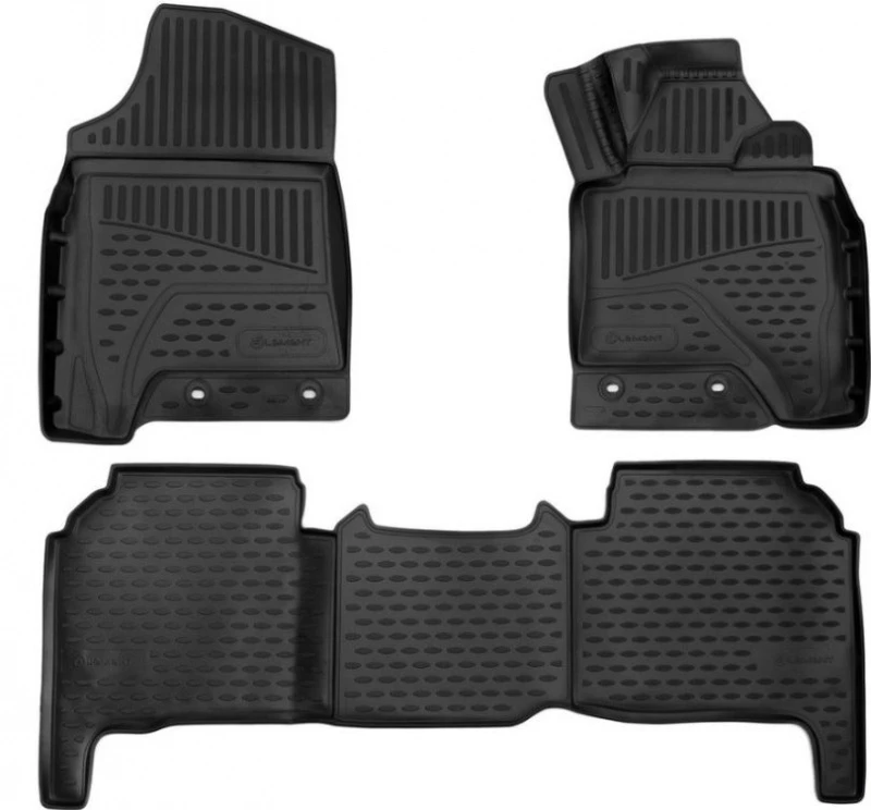 Коврики 3D в салон полиуретан 3шт для Toyota Land Cruiser 200 Series Рестайлинг 2 Черный Element ELEMENT3DA0N025210k
