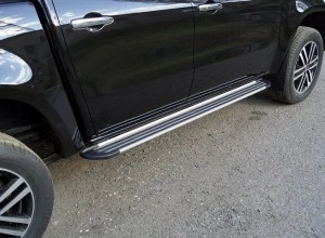Пороги алюминиевые "Slim Line Silver" 1920 мм для Mercedes-Benz X-Класс I Серебрянный ТСС MERXCL18-18S