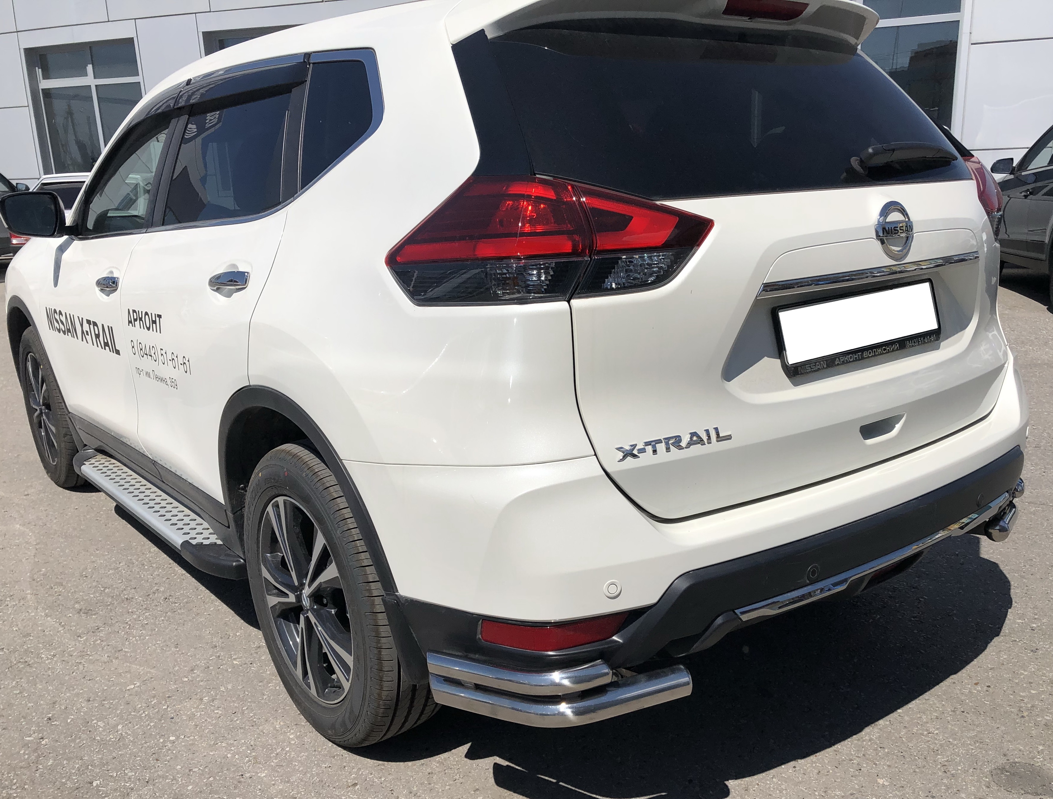 Защита заднего бампера угловая двойная d60/42 мм для Nissan X-Trail III Рестайлинг