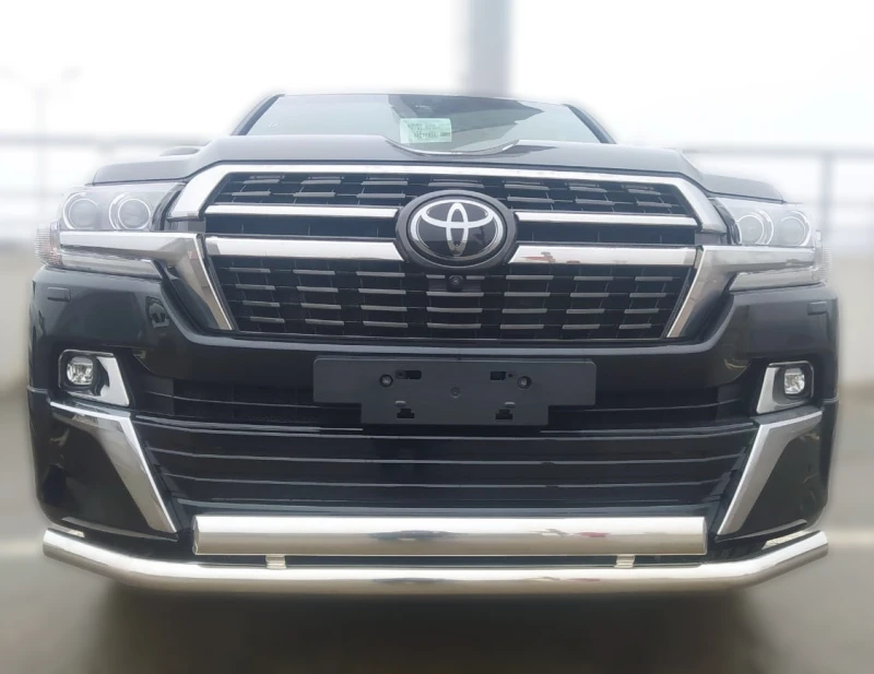 Защита переднего бампера двойная овал d60/75x42 мм для Toyota Land Cruiser 200 Series Рестайлинг 2  Юко TLCEL200.20.03-75