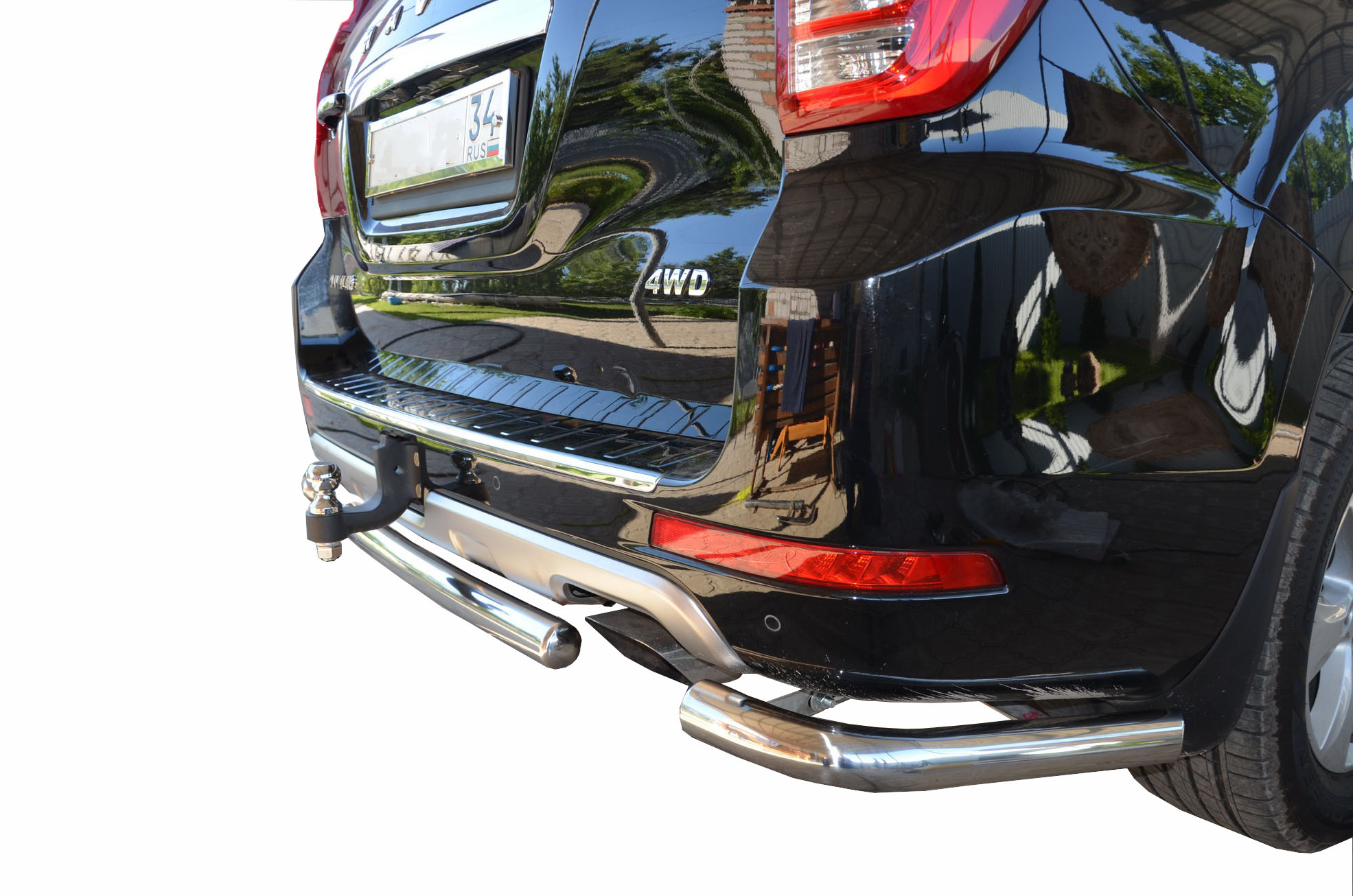 Защита заднего бампера+угловая защита d60 мм для Haval H9 I Рестайлинг