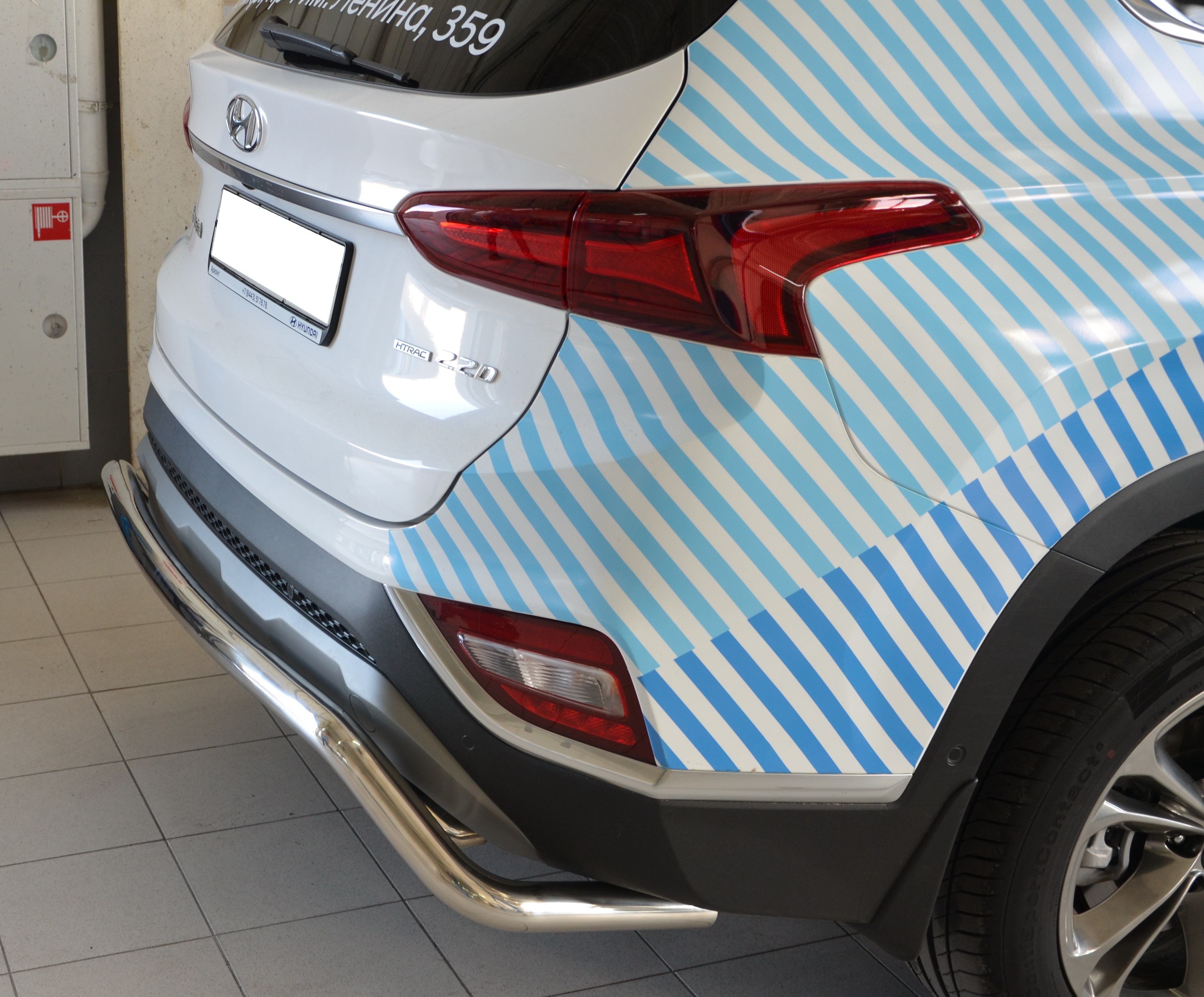 Защита заднего бампера скоба d60 мм для Hyundai Santa Fe IV