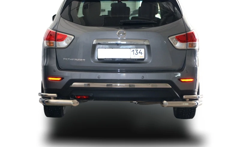 Защита заднего бампера угловая двойная d76/42 мм для Nissan Pathfinder IV  Юко NPF.15.20