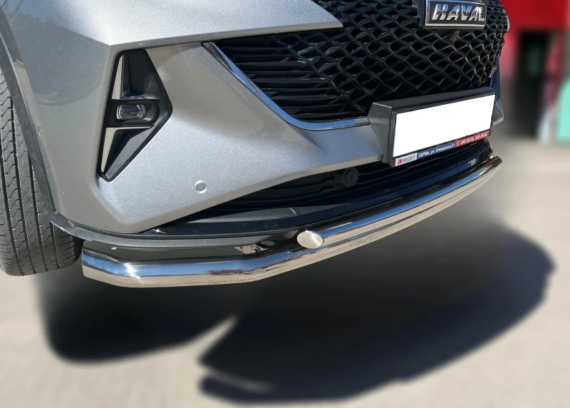 Защита переднего бампера двойная с подгибами d60/42 мм для Haval F7 I Рестайлинг  Юко GWF7.22.04