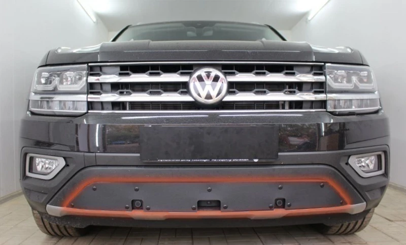 Зимняя заглушка радиатора к съемной сетке низ для Volkswagen Teramont I Черный Стрелка 11 WVTER17.park