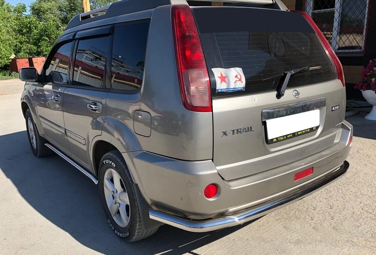Защита заднего бампера угловая большая d60 мм для Nissan X-Trail I Рестайлинг  Юко NXT.04.22