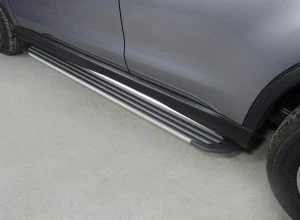 Пороги алюминиевые "Slim Line Silver" 1720 мм для Mitsubishi ASX I Рестайлинг 3 Серебрянный ТСС MITSASX17-12S