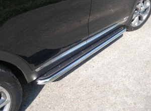 Пороги с площадкой (нерж. лист) 60,3 мм для Kia Sorento III Prime