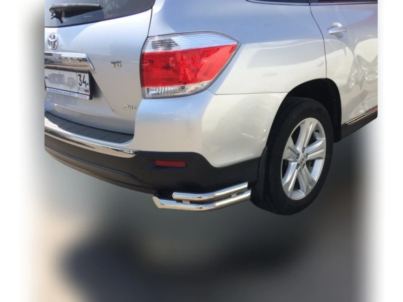 Защита заднего бампера угловая двойная d60/42 мм для Toyota Highlander II (U40) Рестайлинг  Юко THL.10.20
