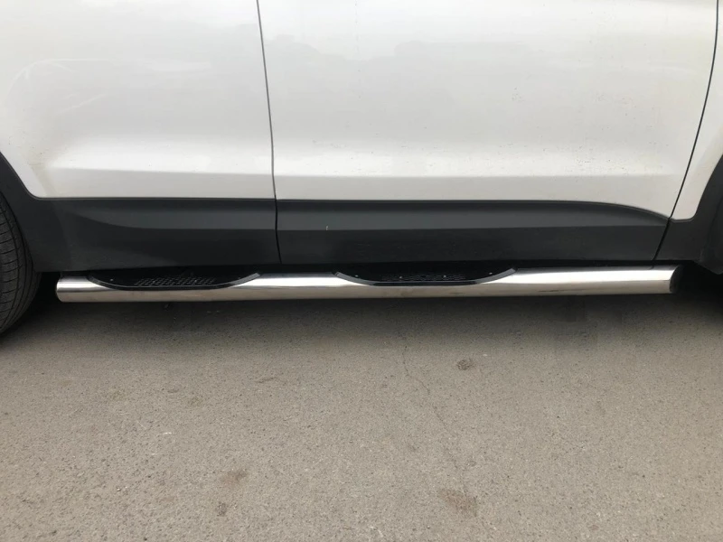 Пороги труба с проступью d76 мм для Hyundai Santa Fe III  Юко HYSF.12.93