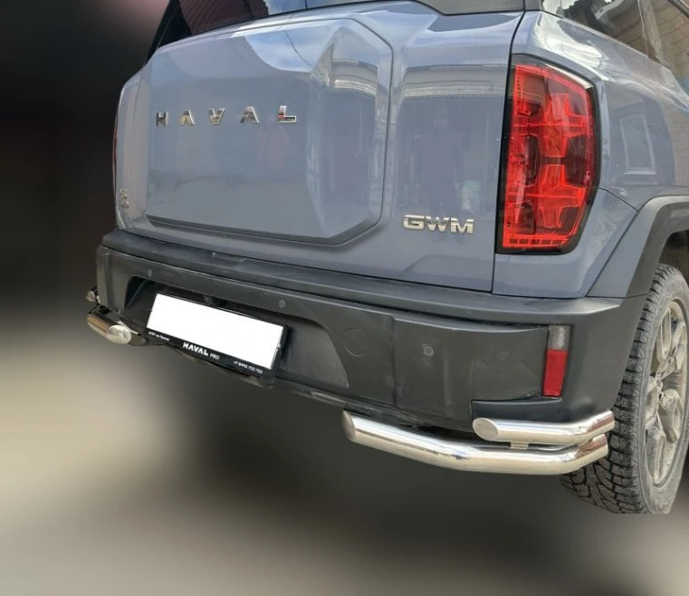 Защита заднего бампера угловая двойная d60/42 мм для Haval H3 I  Юко HVH3.24.20