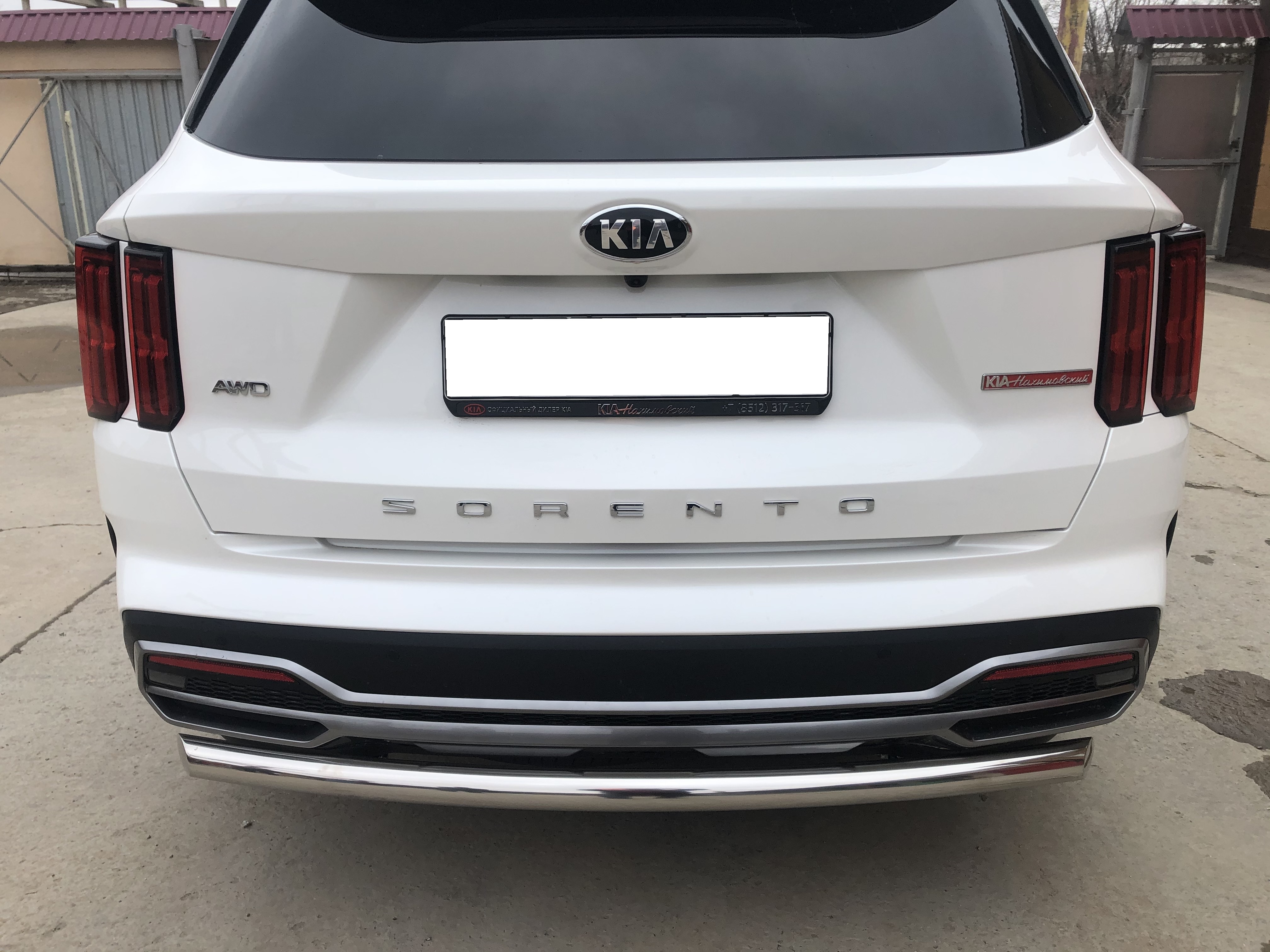 Защита заднего бампера d60 мм для Kia Sorento IV